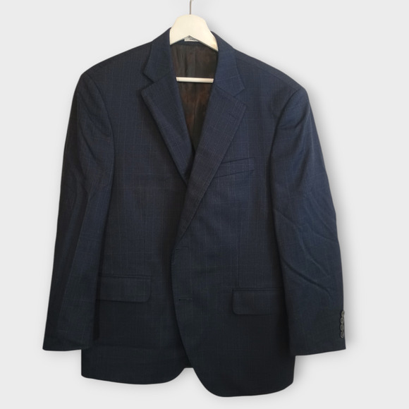 Peter Millar Suit Men 42S Navy Blue Windowpane Grid Professional 2 Piece W39xL28 - Picture 3 of 16
